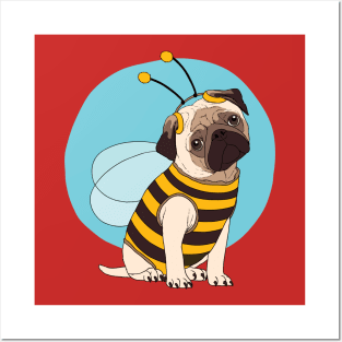 Pug Bee Posters and Art